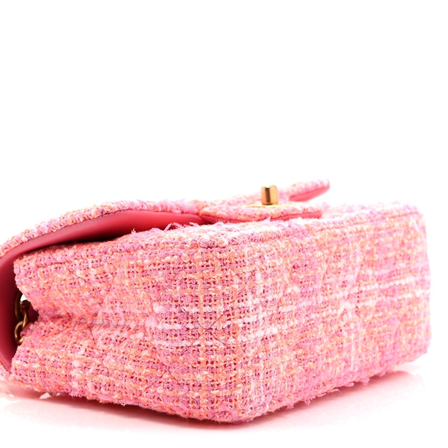 Tweed Quilted Mini Rectangular Flap Pink Orange White - Image 9
