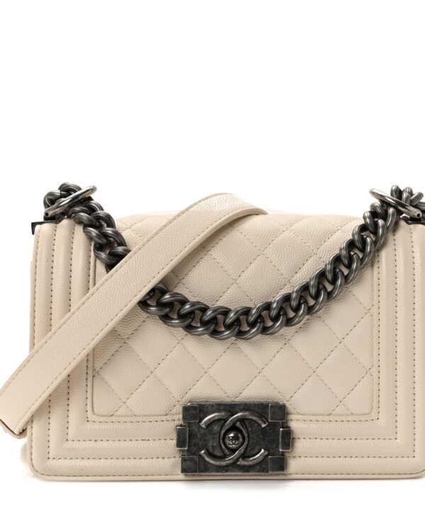 Caviar Quilted Small Boy Flap White