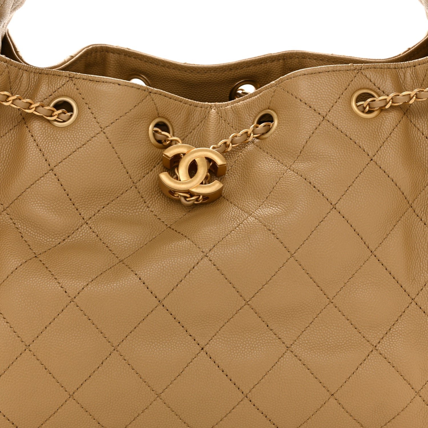 Caviar Quilted Small Chanel 25 Handbag Beige - Image 8