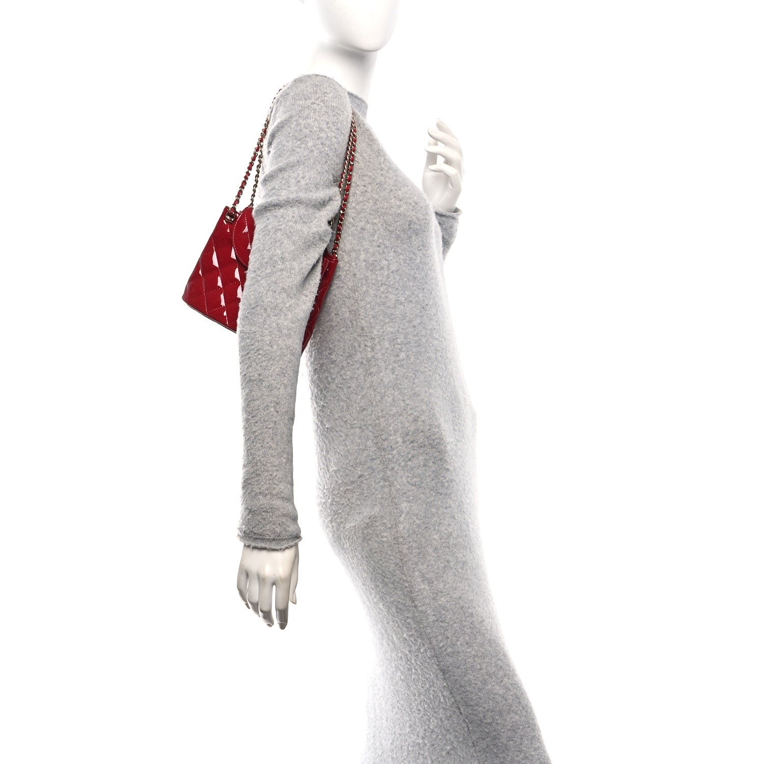 Patent Quilted Shiny Coco Small Flap Hobo Red - Image 2