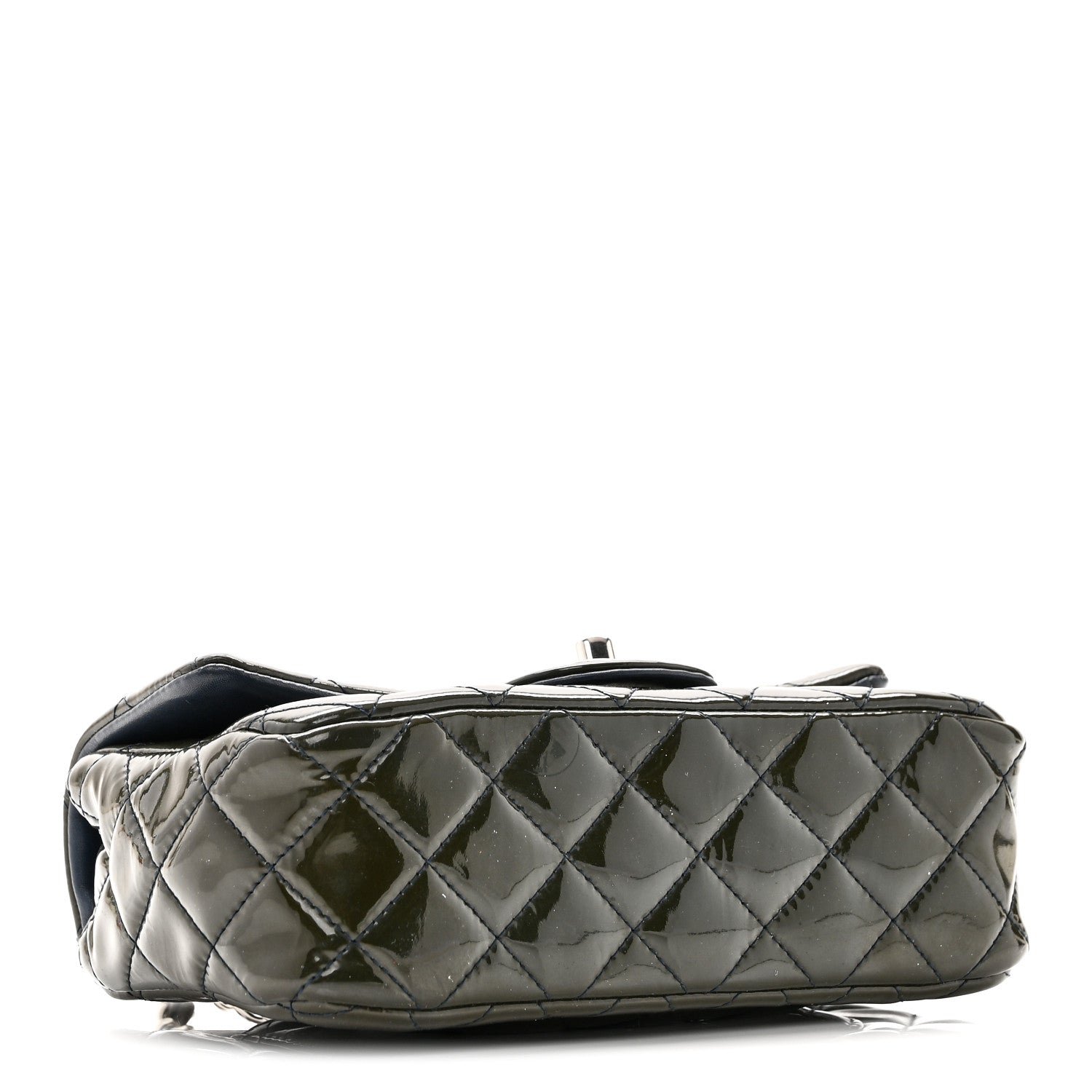 Patent Calfskin Quilted Mini Rectangular Flap Navy Blue - Image 4