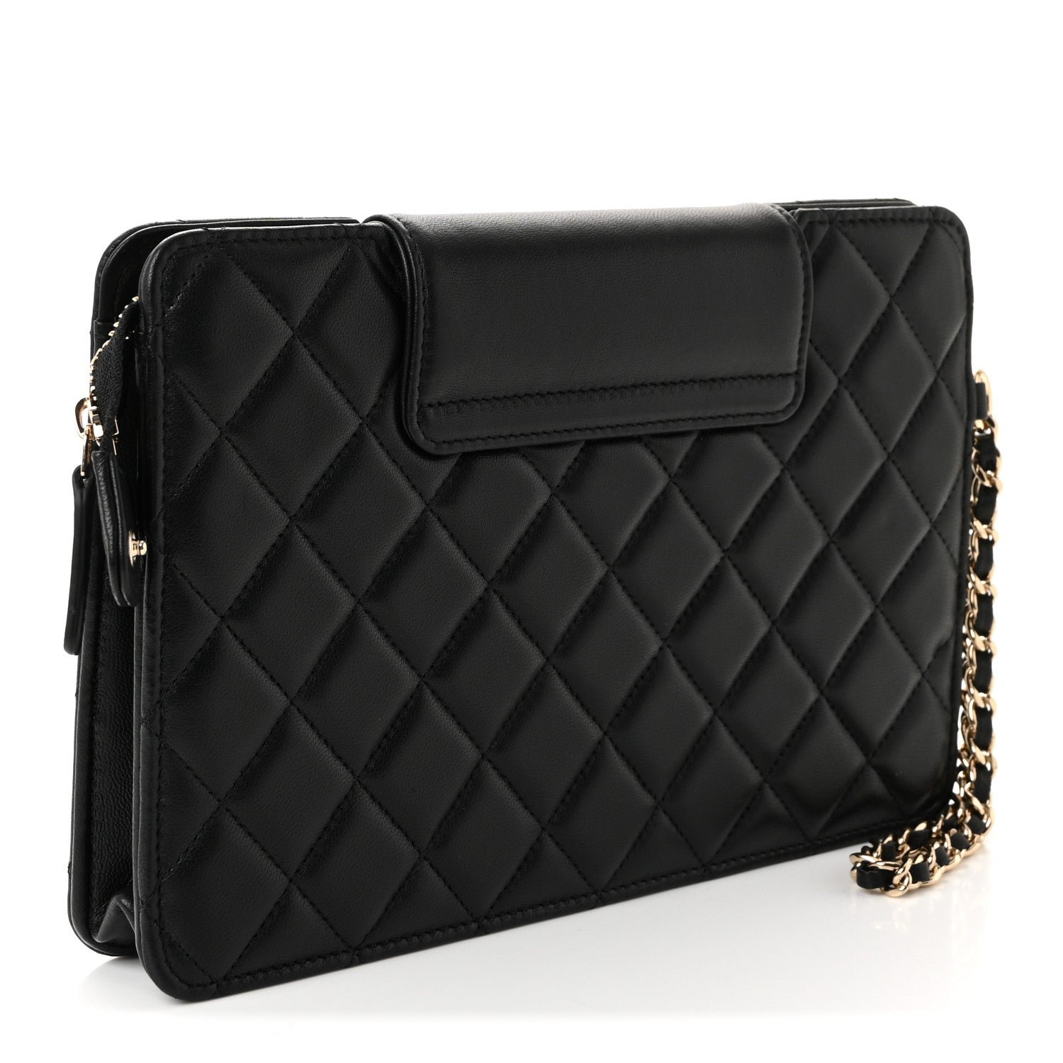 Lambskin Quilted CC Pouch Wristlet Black - Image 3