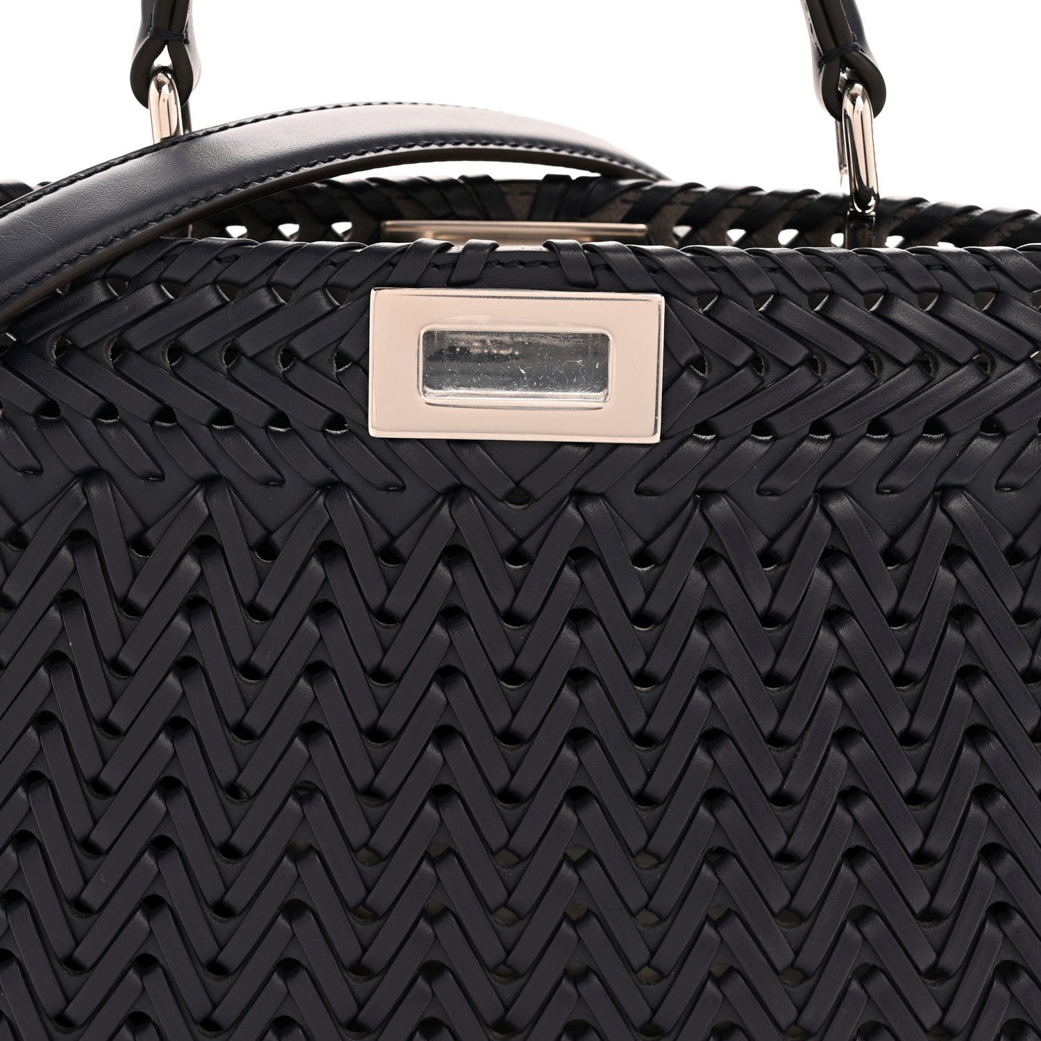 Fendi Vitello King Shiny Nappa Intreccio Petite Peekaboo I SEE U Satchel - Image 9