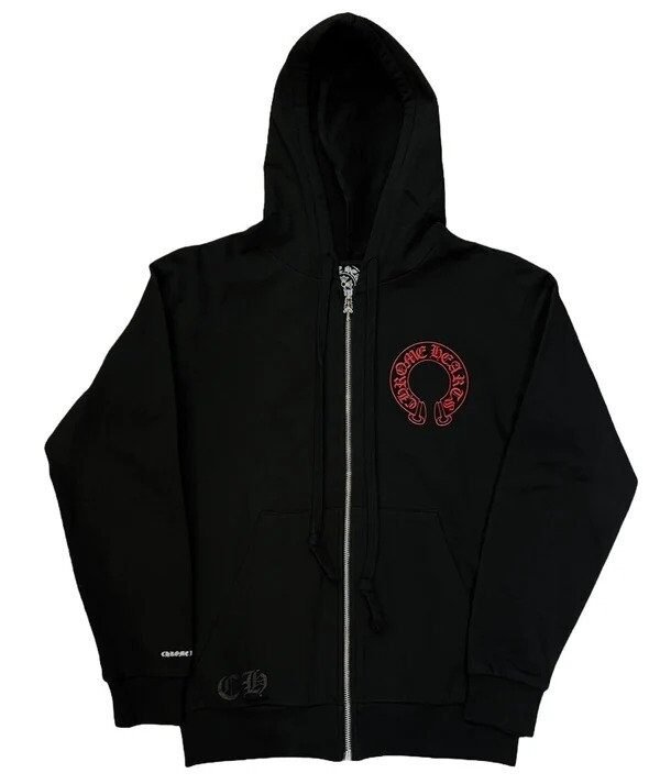 Black Chrome Hoodie With Red Cross