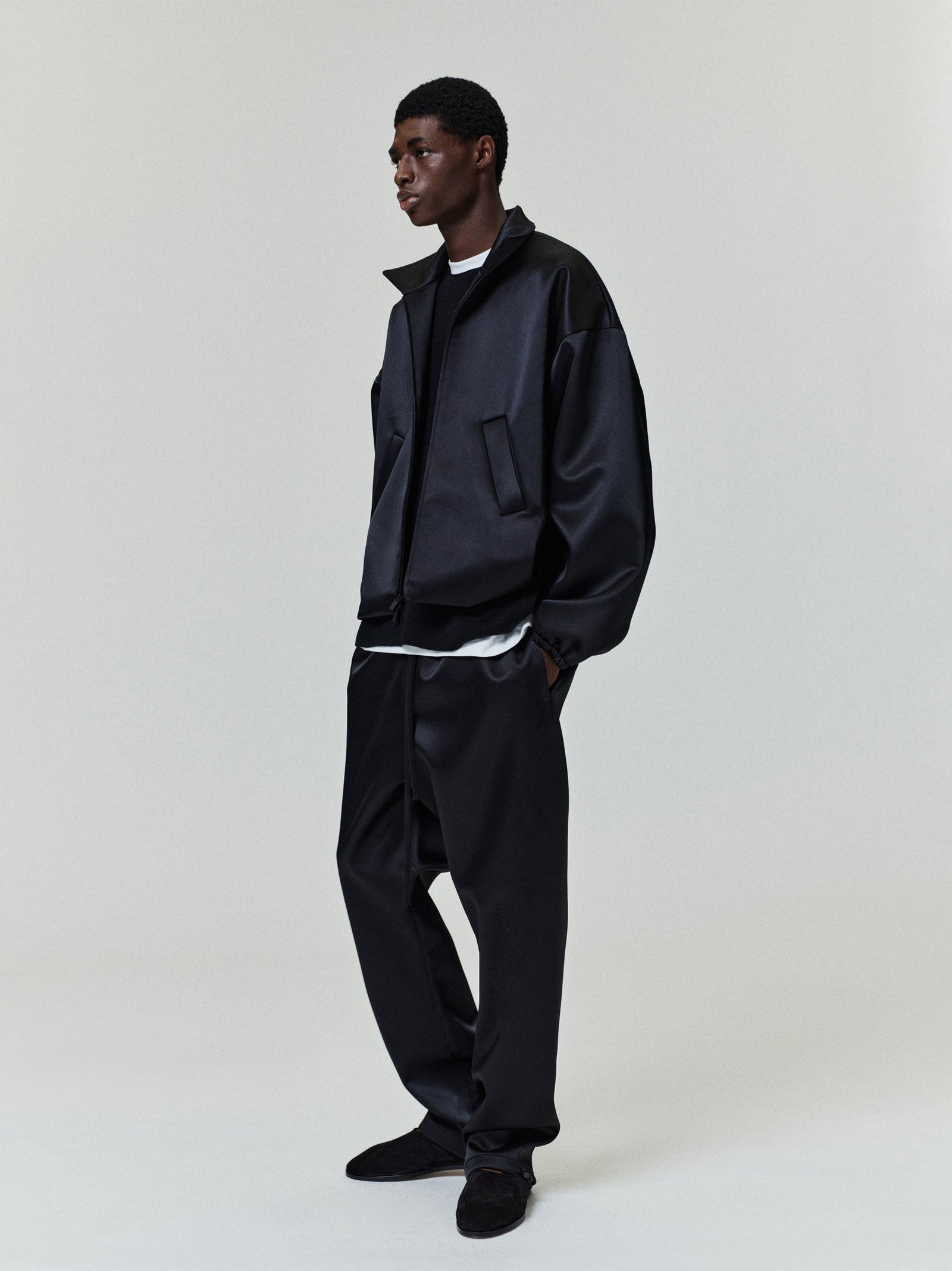 Bonded Satin Relaxed Track Pant