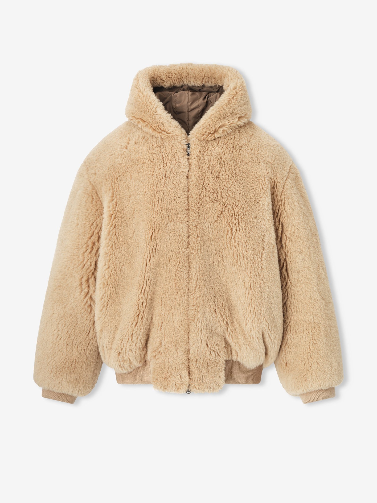 Alpaca Hooded Bomber Jacket
