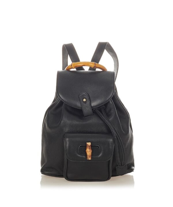 Gucci Bamboo Drawstring Leather Backpack