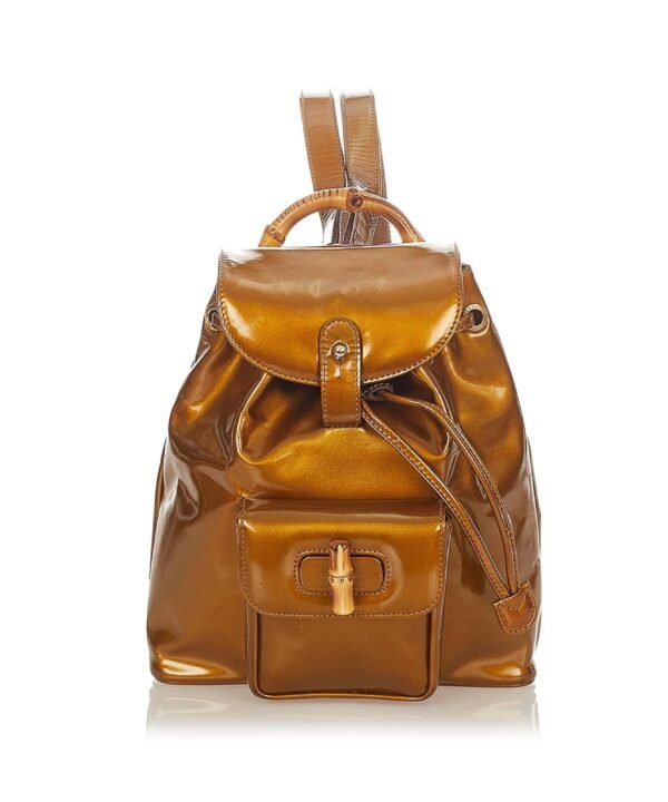 Gucci Bamboo Patent Leather Backpack