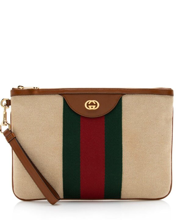 Gucci Canvas Vintage Web Wristlet