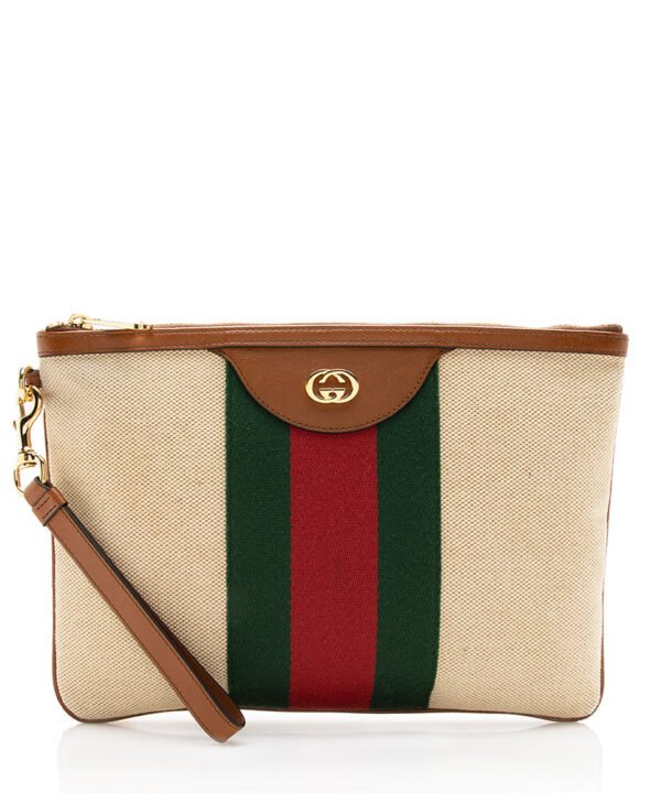 Gucci Canvas Vintage Web Wristlet