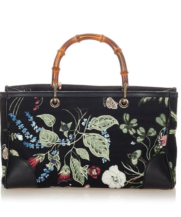 Gucci Flora Knight Bamboo Shopper Canvas Satchel
