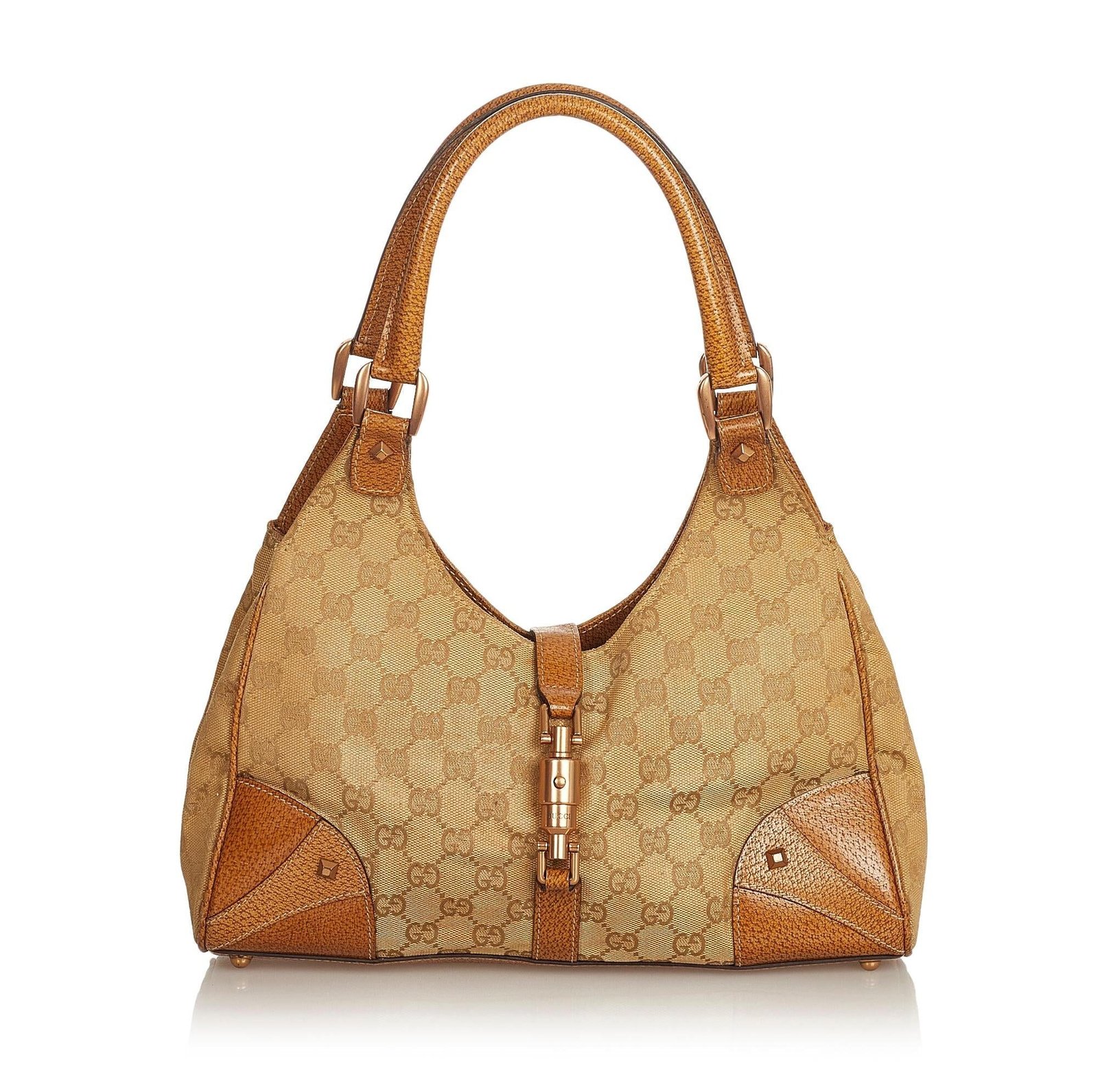 Gucci GG Canvas Nailhead Jackie Shoulder Bag