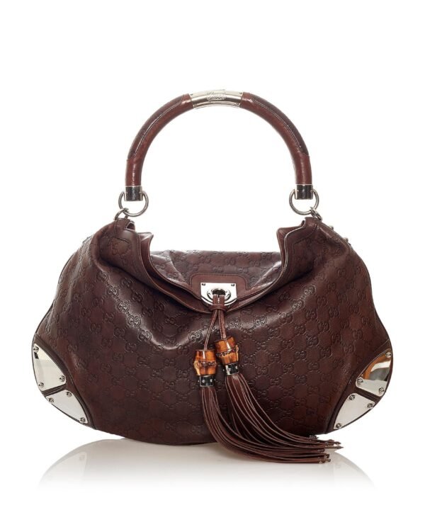 Gucci Guccissima Bamboo Indy Hobo Bag