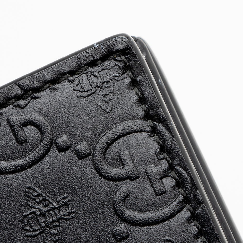 Gucci Guccissima Bee Embossed Leather Card Case - Image 7