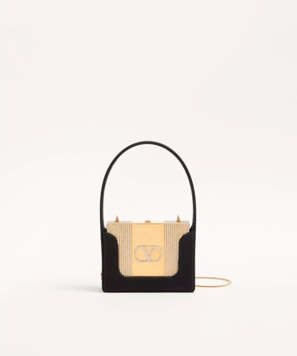 Valentino Garavani Minaumorphe Minaudière In Metal With Swarovski® Crystals And Satin Case