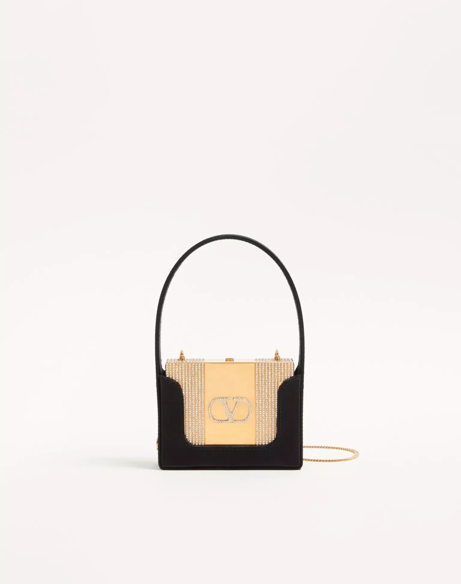 Valentino Garavani Minaumorphe Minaudière In Metal With Swarovski® Crystals And Satin Case