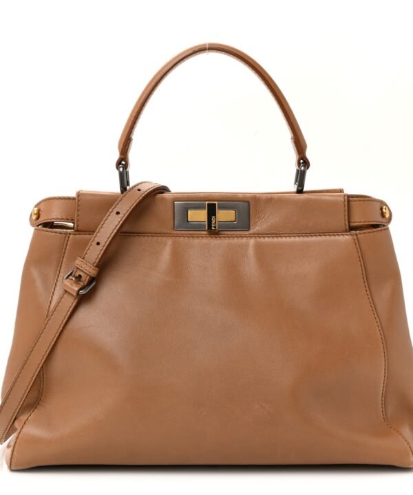 Fendi Vitello Seta Shiny Nappa Elaphe Medium Peekaboo Iconic Satchel