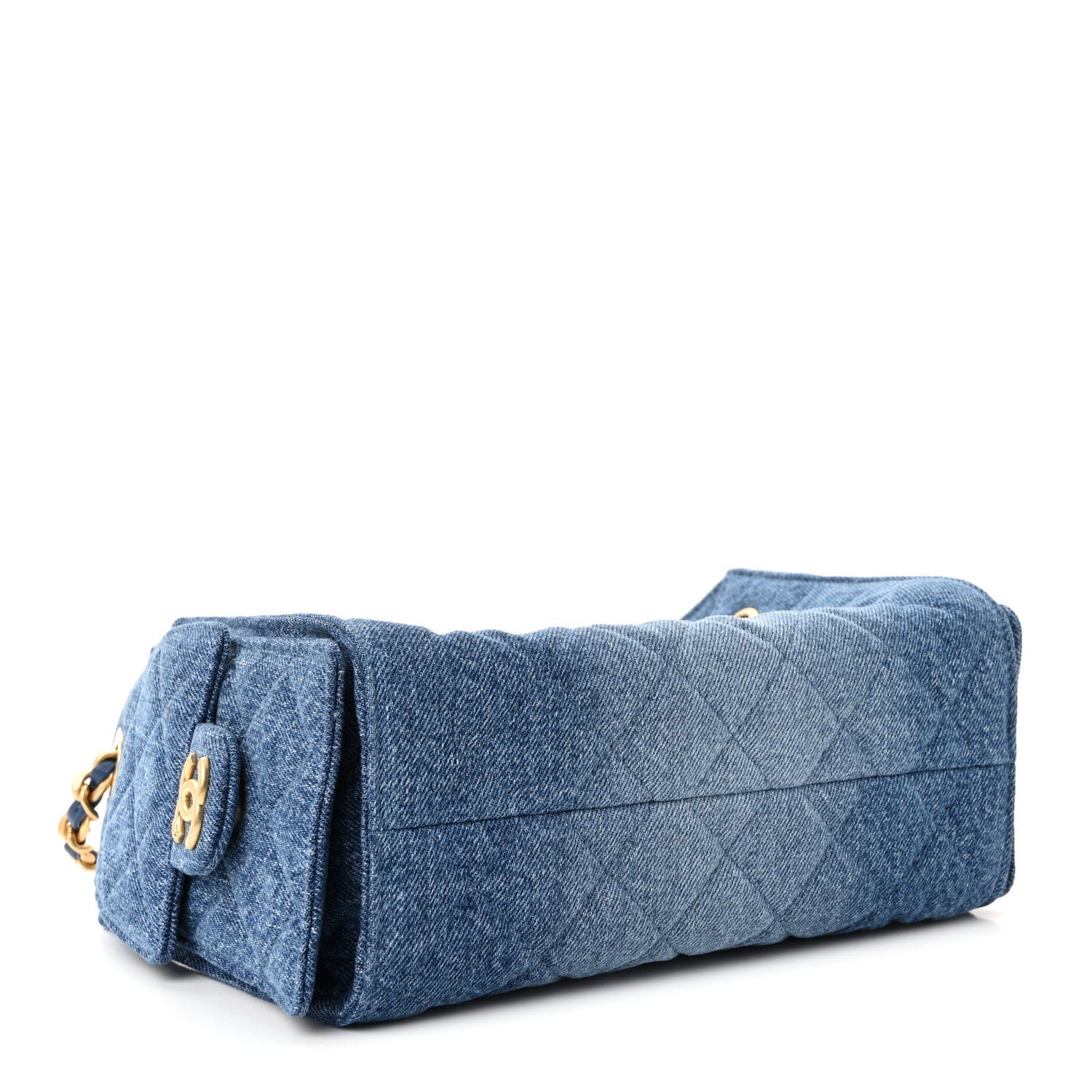 Washed Denim Quilted Mini Chanel 25 Handbag Blue - Image 4