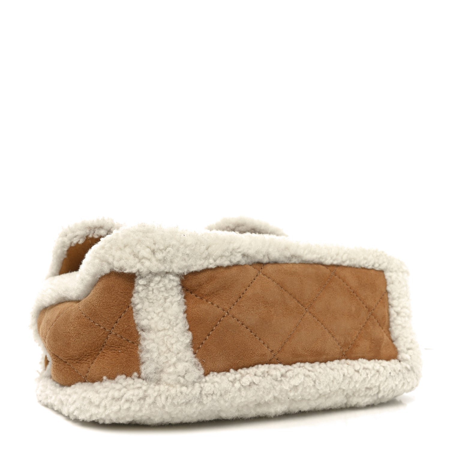 Shearling Lambskin Quilted Medium Coco Neige Single Flap Beige - Image 4