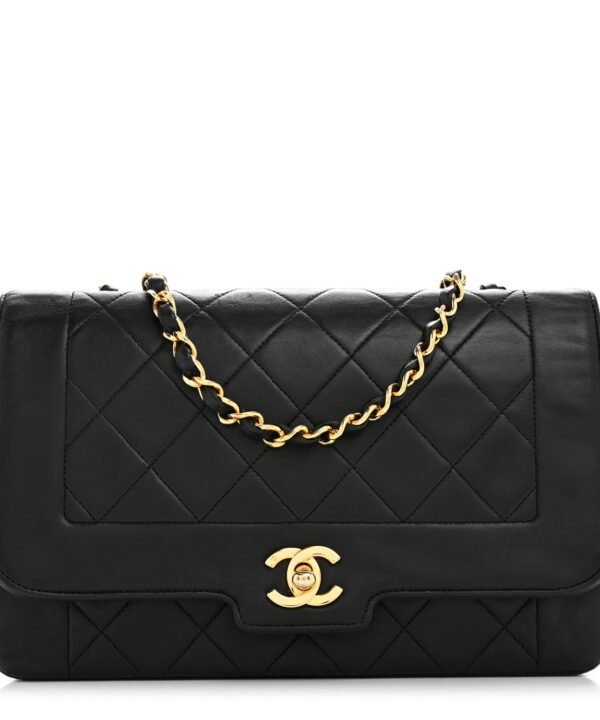 Lambskin Medium Single Flap Black