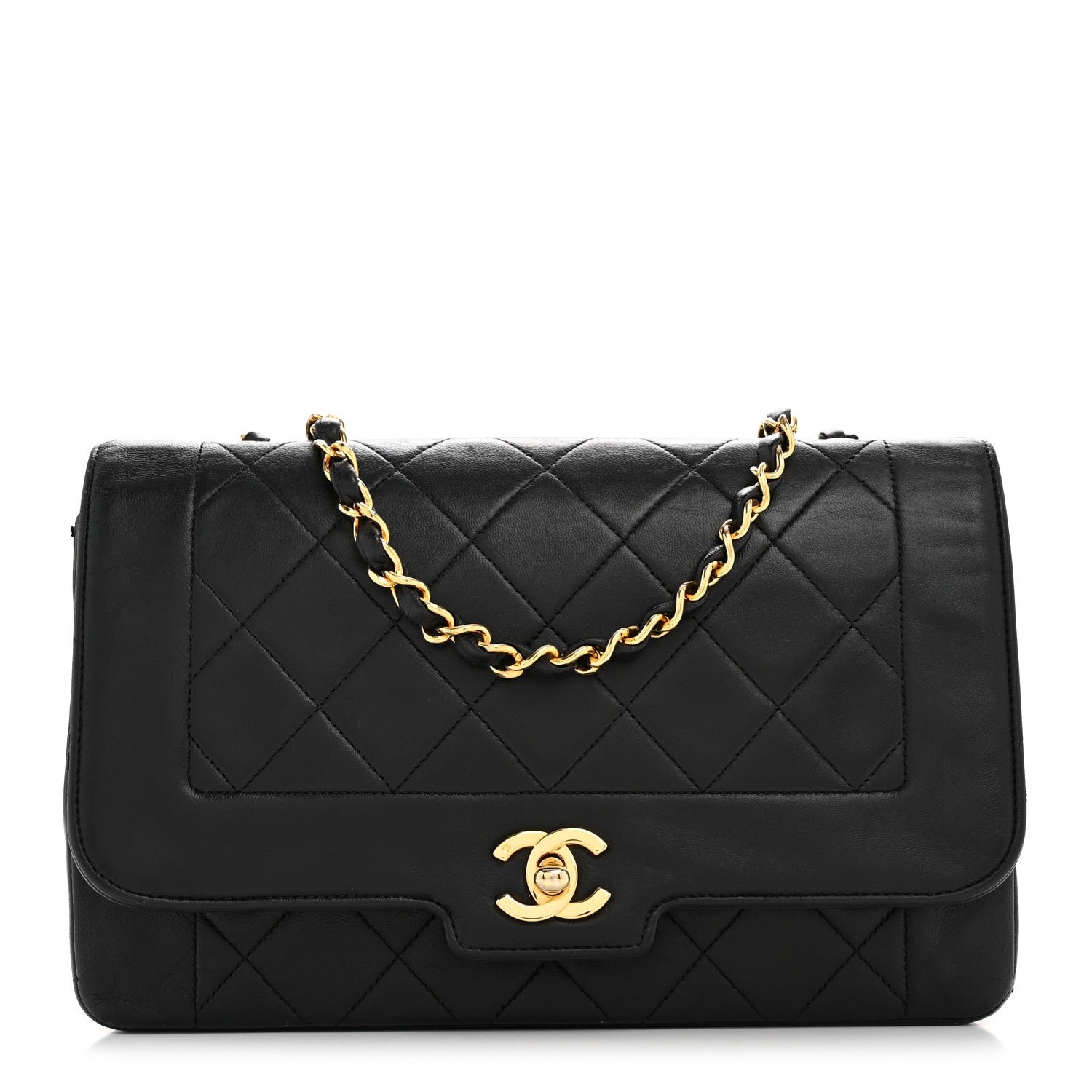 Lambskin Medium Single Flap Black