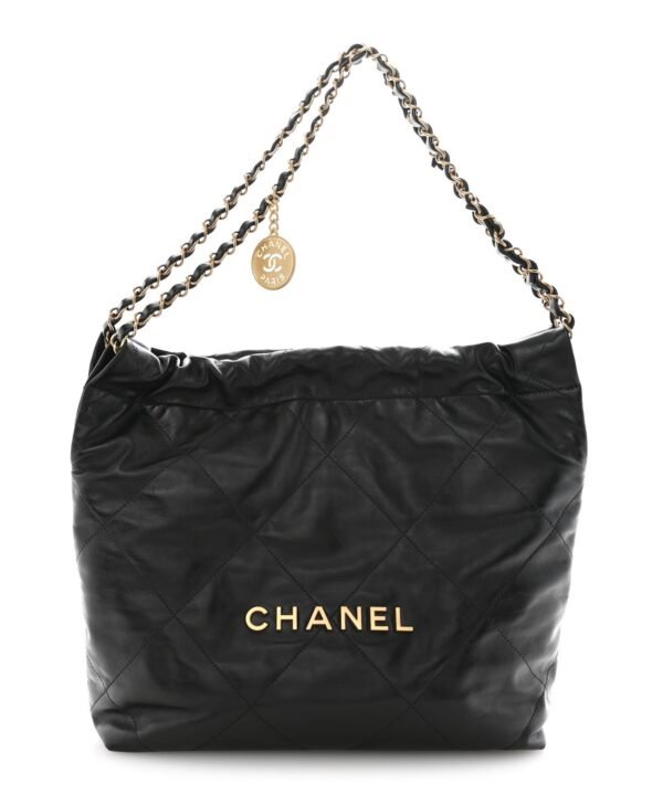 Shiny Calfskin Quilted Small Chanel 22 Black