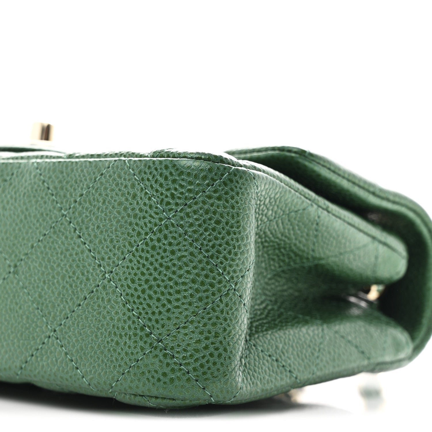 Metallic Caviar Quilted Mini Rectangular Flap Green - Image 10