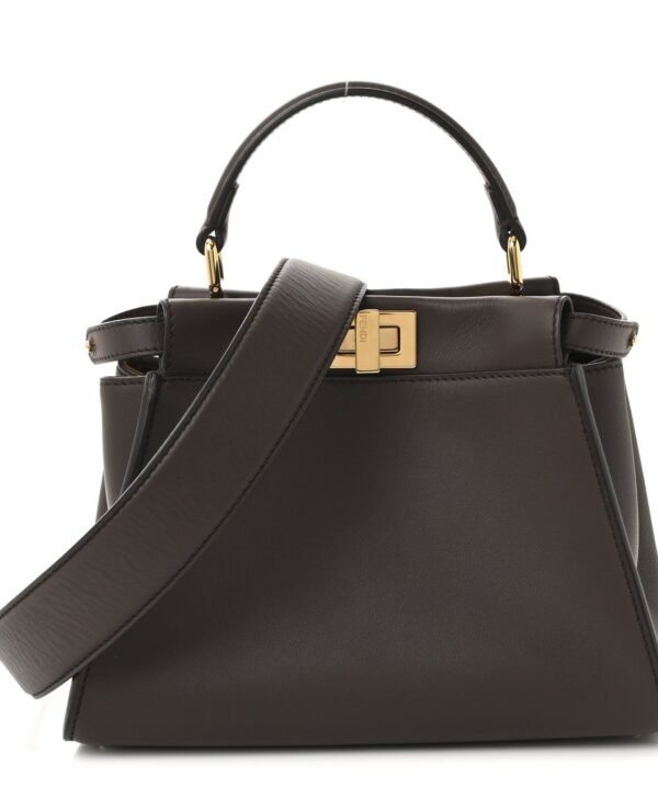 Fendi Vitello Seta Suede FF Mini Peekaboo Iconic Satchel