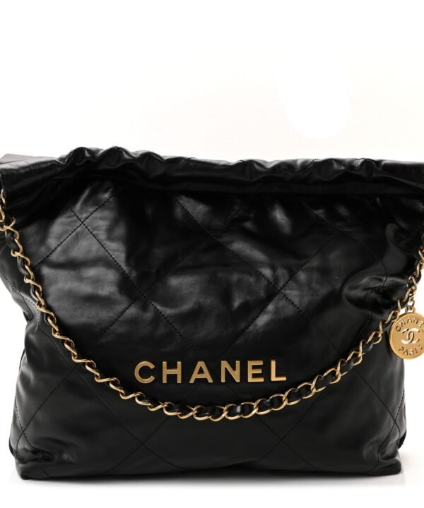 Shiny Calfskin Quilted Small Chanel 22 Black