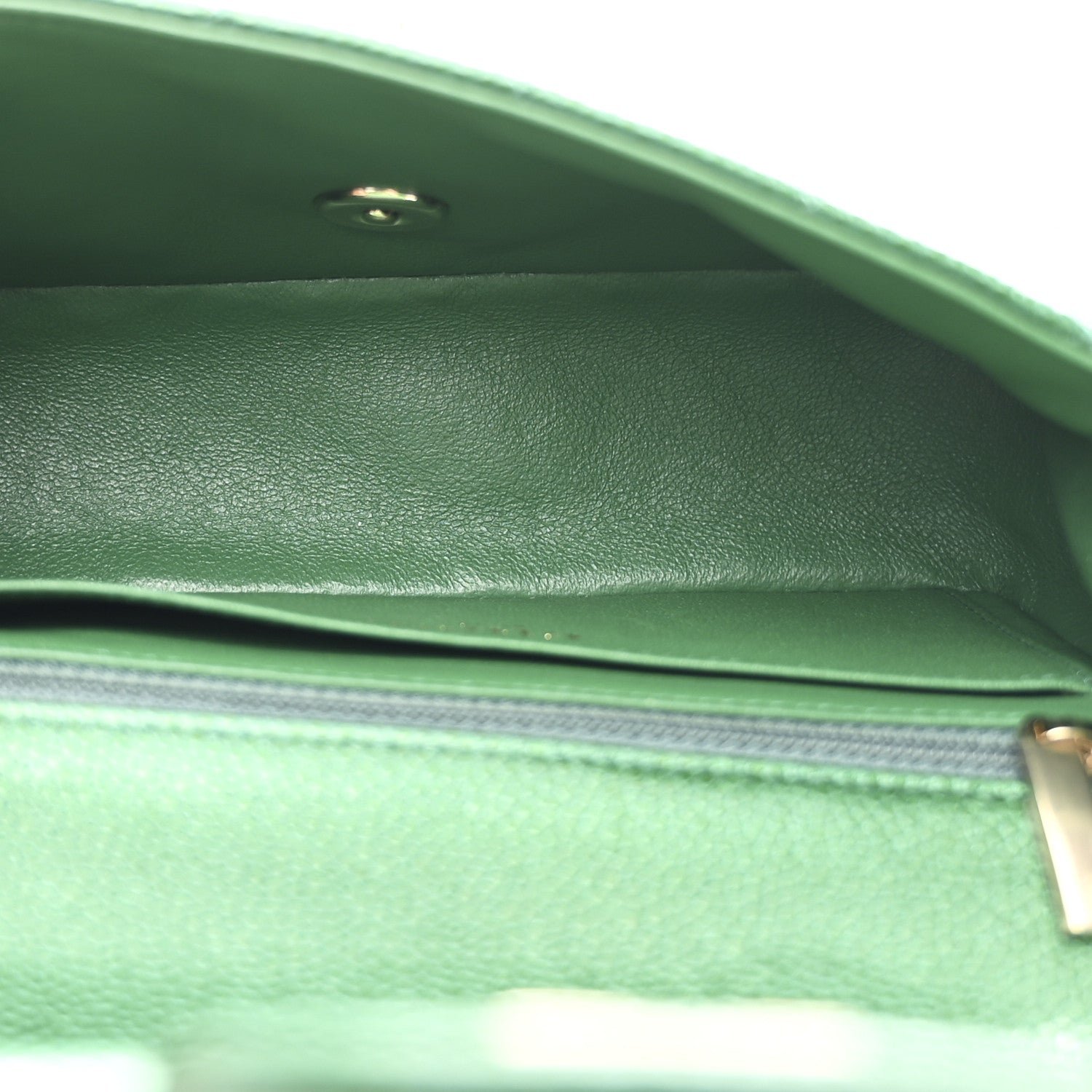 Metallic Caviar Quilted Mini Rectangular Flap Green - Image 5