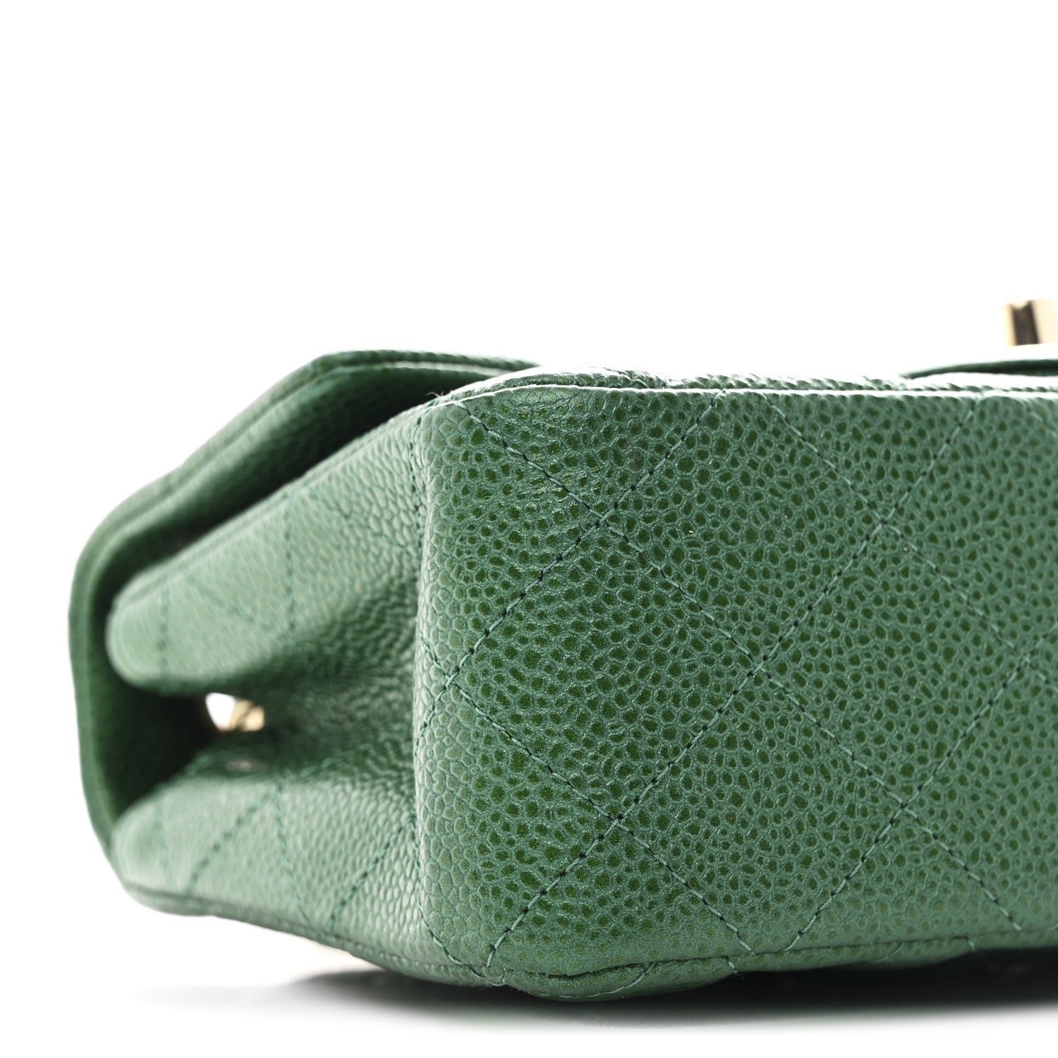 Metallic Caviar Quilted Mini Rectangular Flap Green - Image 9