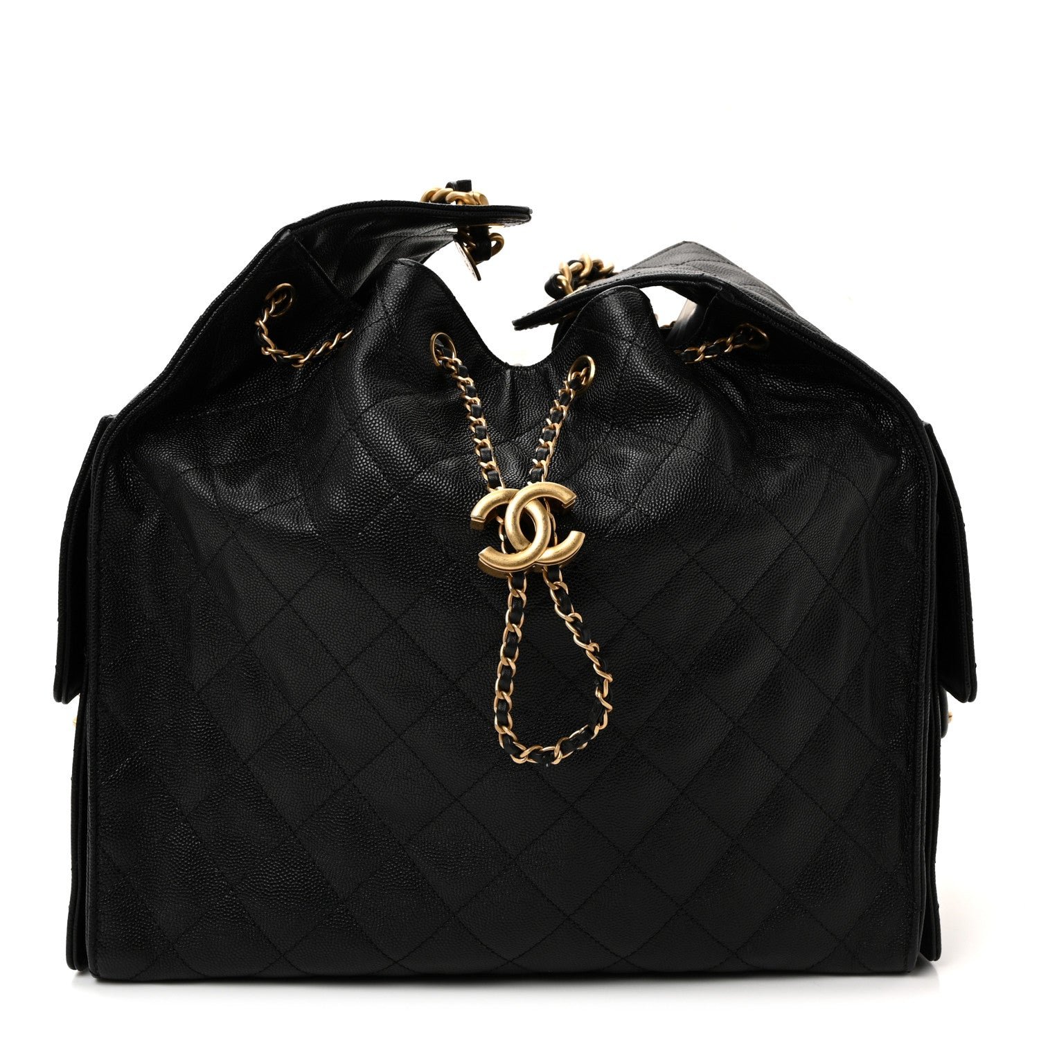 Caviar Quilted Medium Chanel 25 Handbag Black