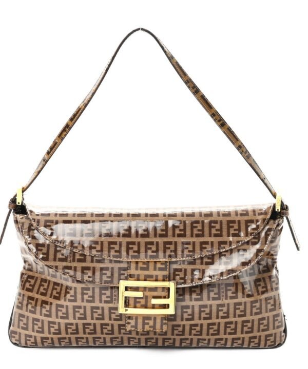 Vinyl Zucchino Baguette Tobacco Double Flap Bag