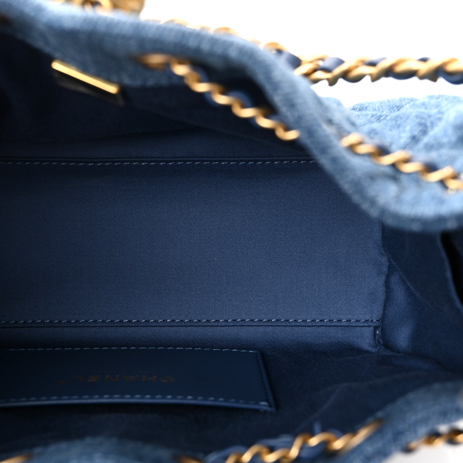 Washed Denim Quilted Mini Chanel 25 Handbag Blue - Image 5