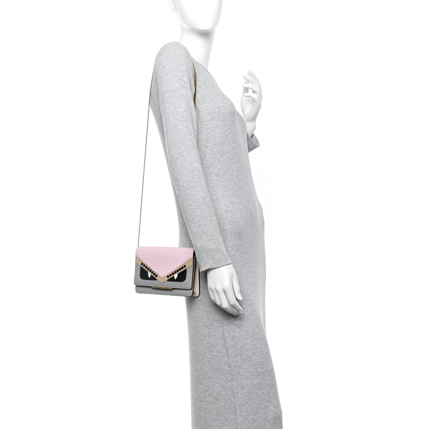 Fendi Vitello Elite Monster Eyes Studded Tube Wallet on Chain - Image 2