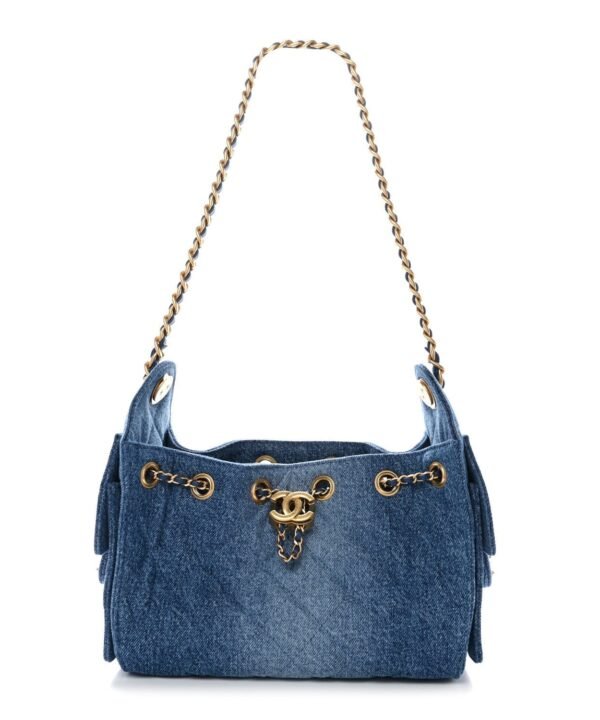 Washed Denim Quilted Mini Chanel 25 Handbag Blue