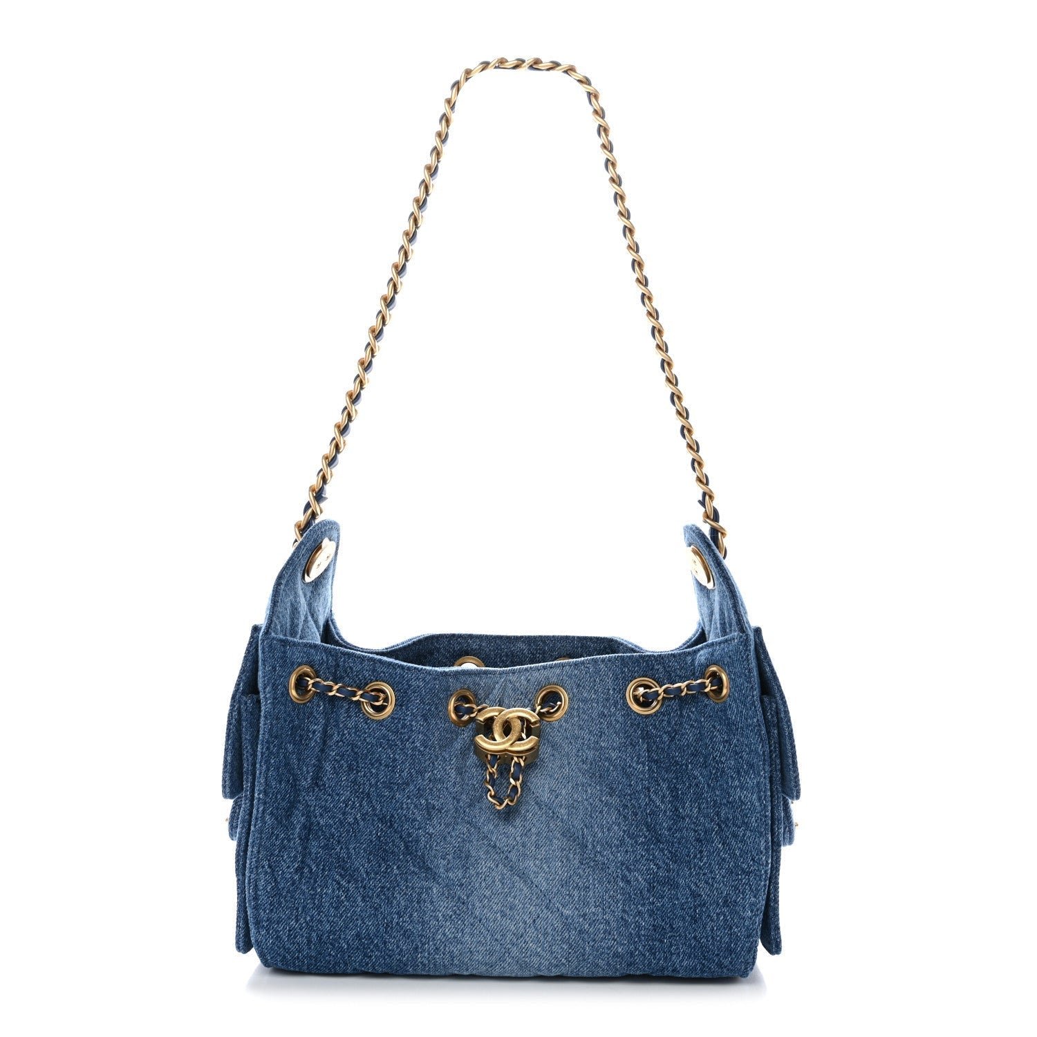 Washed Denim Quilted Mini Chanel 25 Handbag Blue