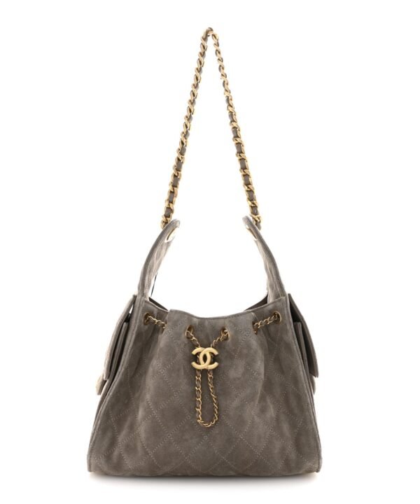 Suede Quilted Small Chanel 25 Handbag Dark Grey