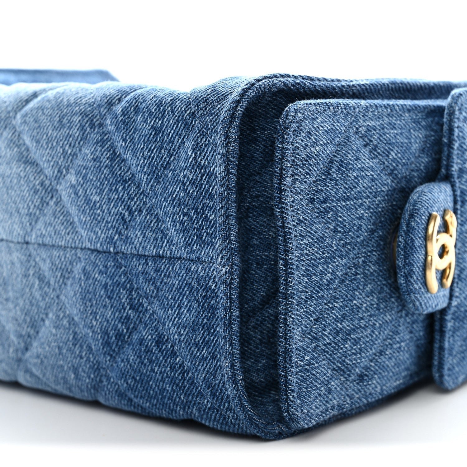 Washed Denim Quilted Mini Chanel 25 Handbag Blue - Image 11