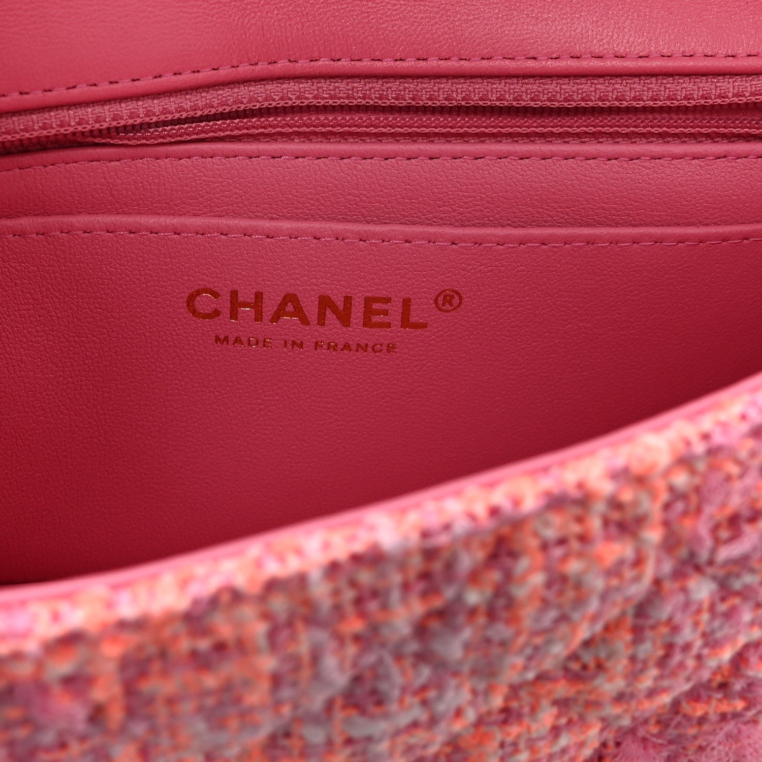 Tweed Quilted Mini Rectangular Flap Pink Orange White - Image 6