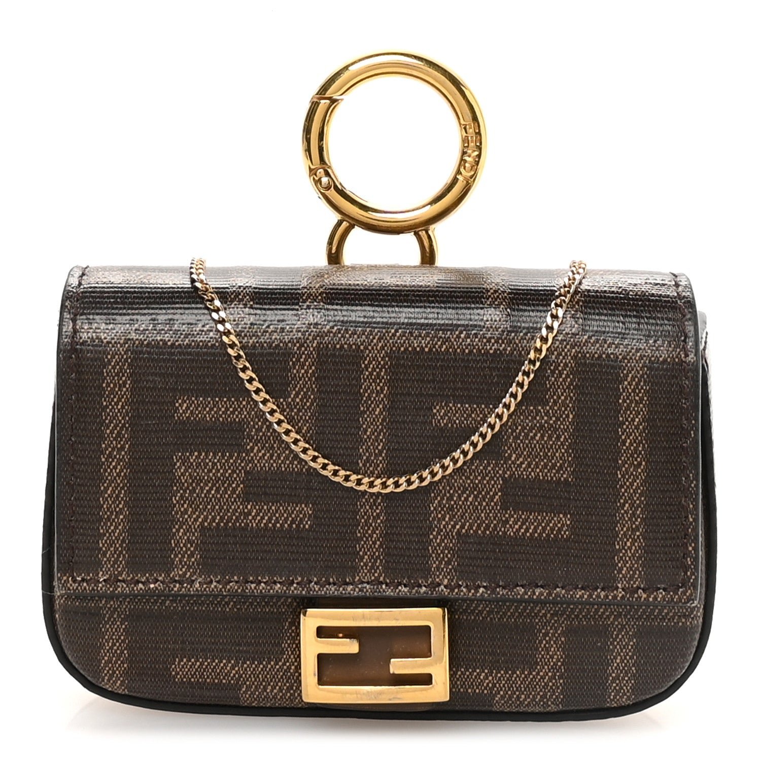 Nano Baguette Charm Brown glazed FF fabric charm