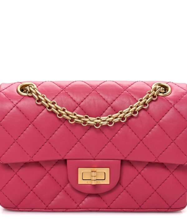 Aged Calfskin Quilted 2.55 Reissue Mini Flap Fuchsia