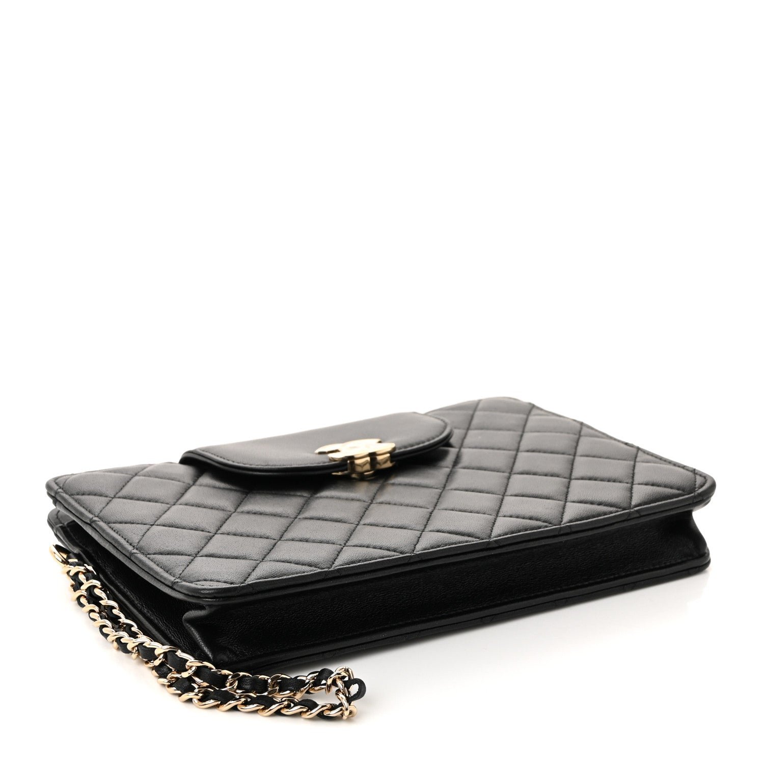 Lambskin Quilted CC Pouch Wristlet Black - Image 4