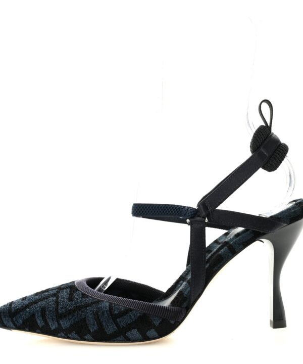 Fendi Fabric Jacquard FF Colibrì Lite 85mm Slingback Pumps