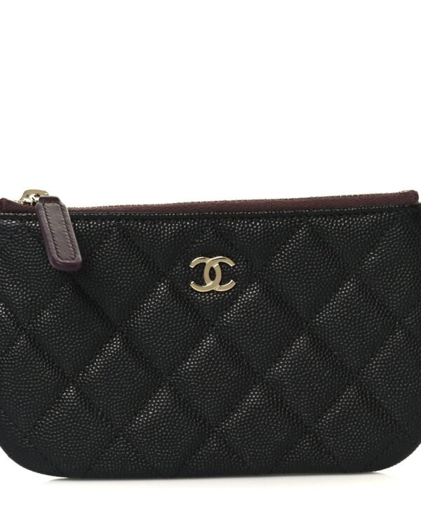 Caviar Quilted Small Cosmetic Case Black