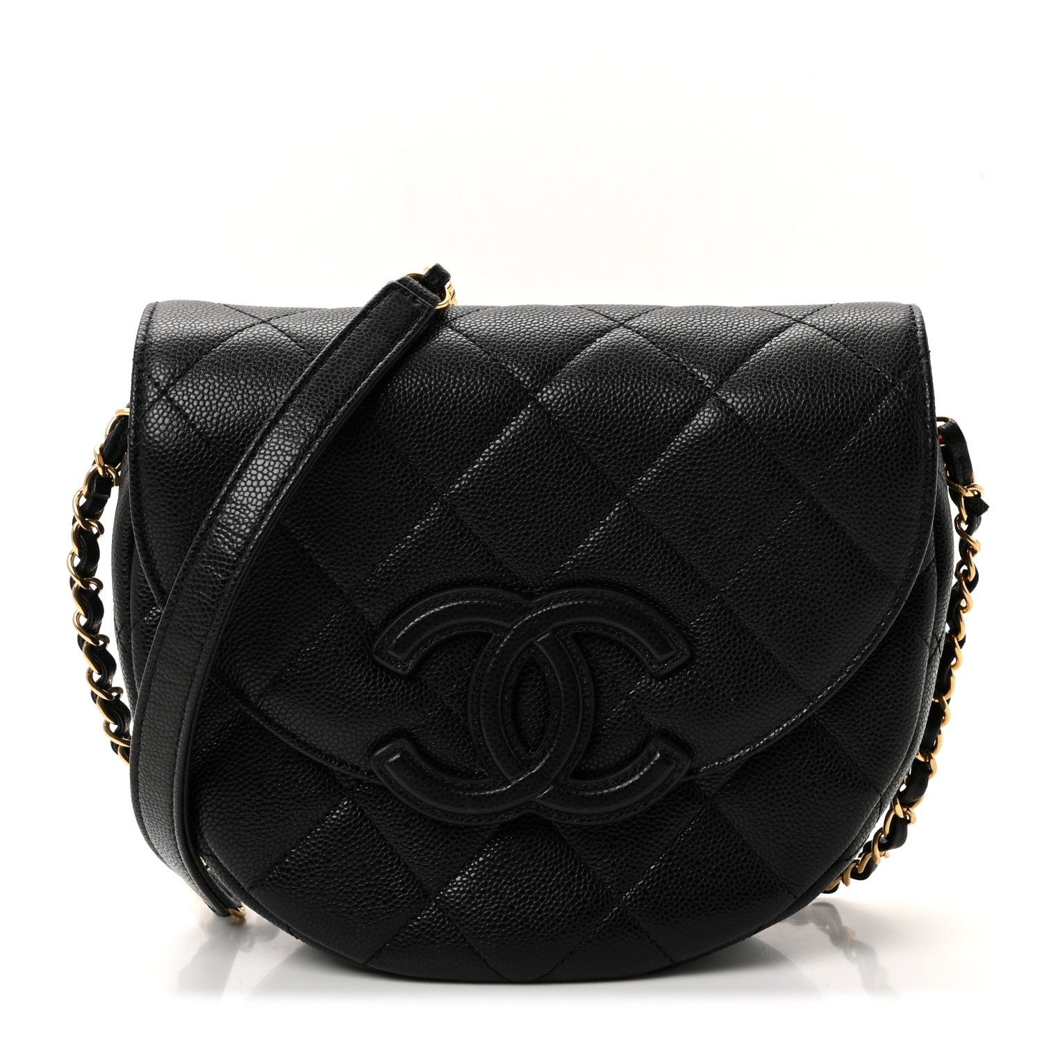 Caviar Quilted Mini Messenger Flap Black