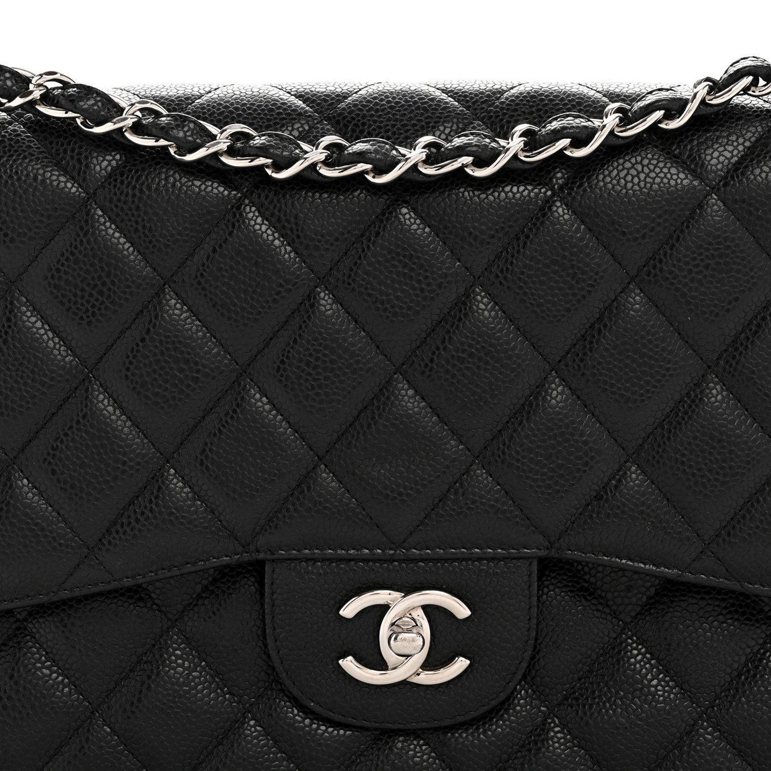 Caviar Quilted Jumbo Double Flap Black - Image 8