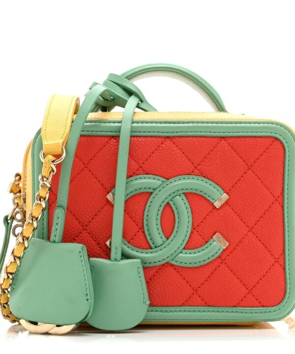 Caviar Quilted Small CC Filigree Vanity Case Multicolor