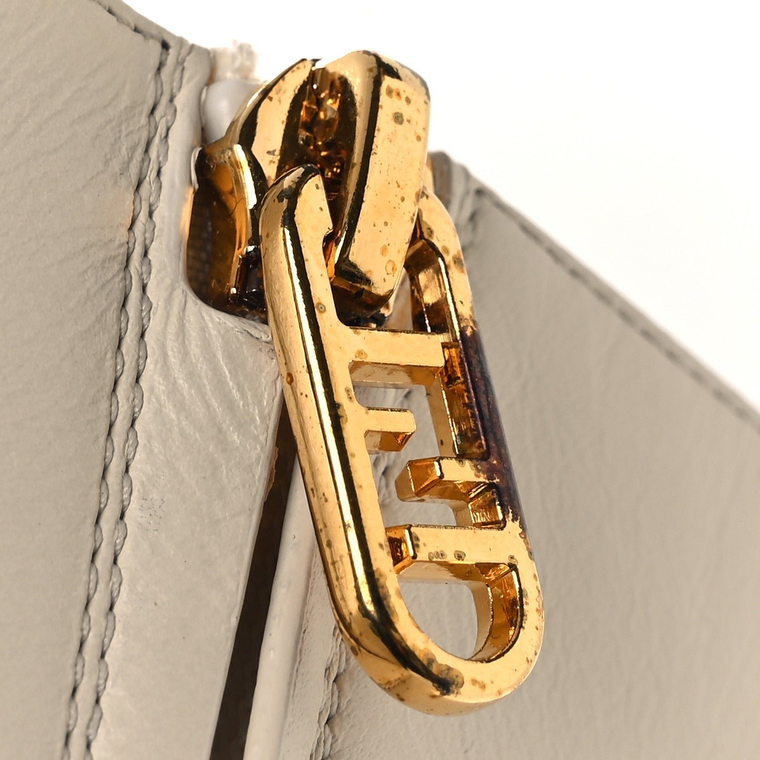 Fendi First Booties White Nappa Leather & Gold F-Heel - Image 11