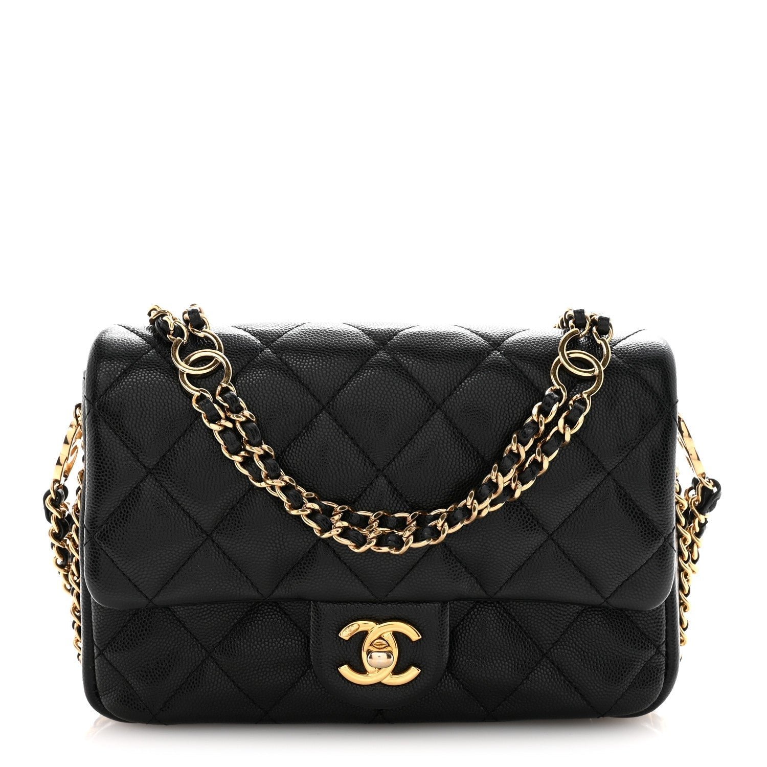 Caviar Quilted Mini CC You Flap Black